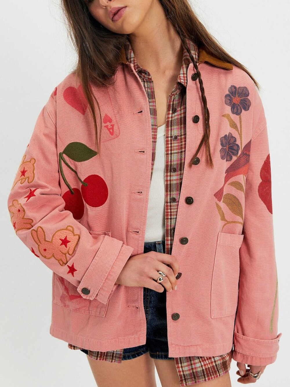 FREE PEOPLE x Denim & Bone Love Shop Embroidered Barn Jacket (size XS) NWT